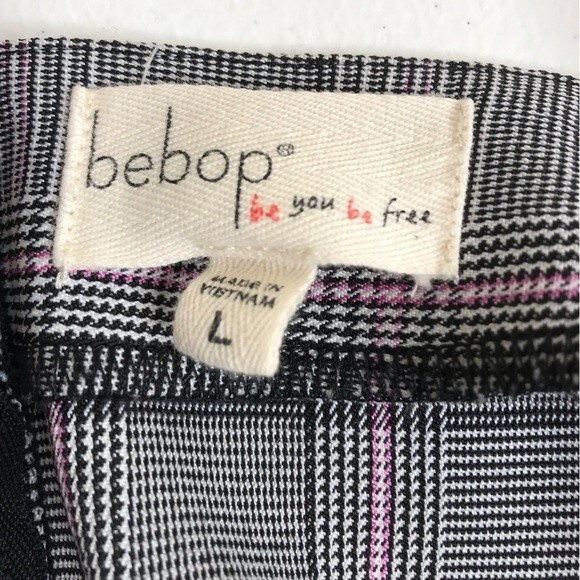 BeBop Herringbone Plaid Jumper Adjustable Strap Black Pink Short Dress Large - Picture 6 of 13